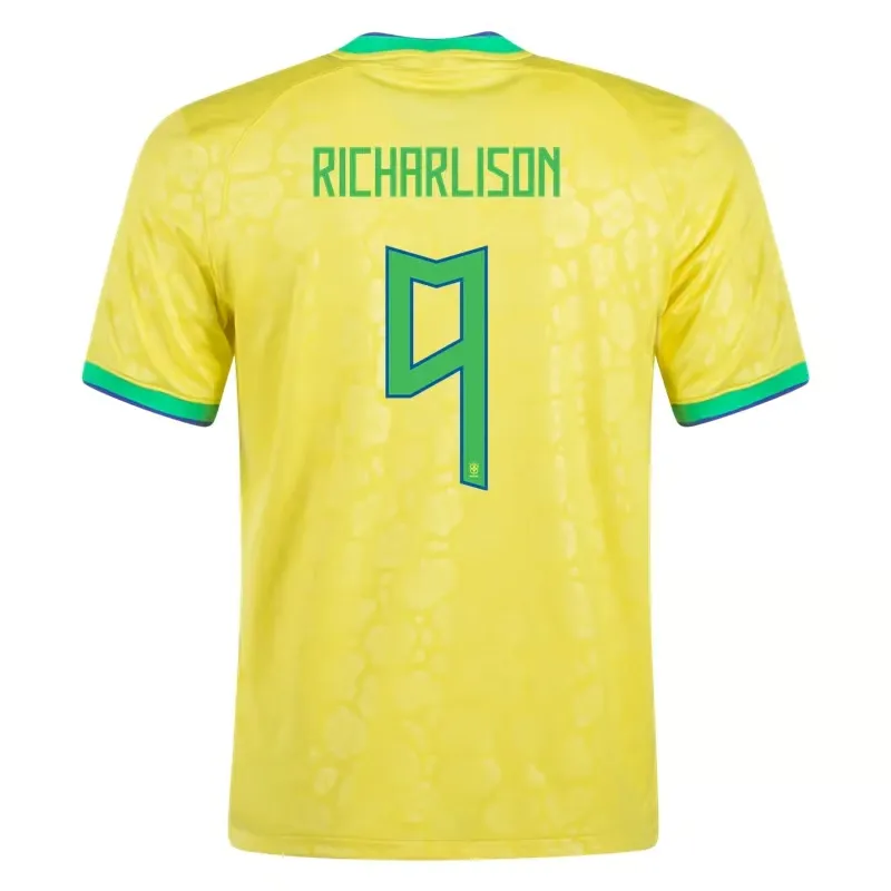 Richarlison #9 Maillot Domicile Brésil Coupe du Monde 2022