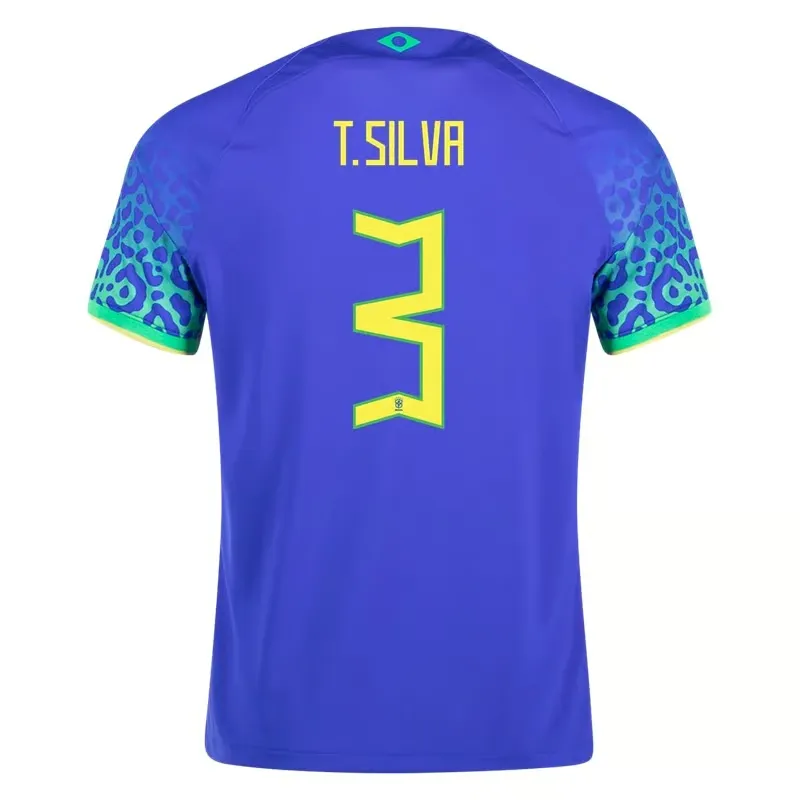 Thiago Silva #3 Maillot Extérieur Brésil Coupe du Monde 2022