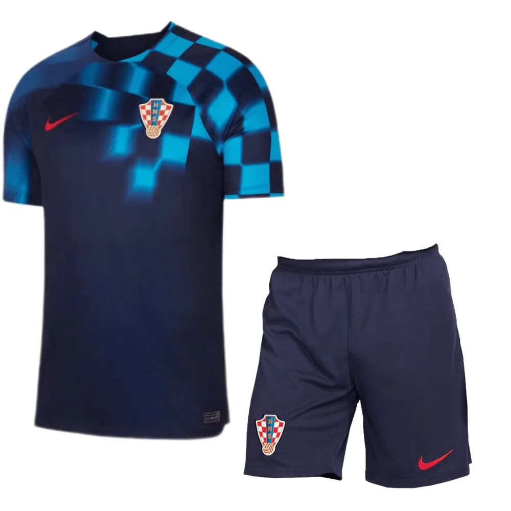 Enfants Croatie Maillot Extérieur+Shorts Coupe du Monde 2022