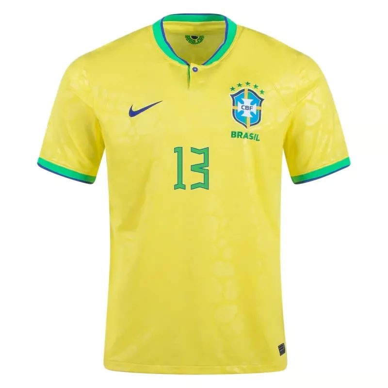 Dani Alves #13 Maillot Domicile Brésil Coupe du Monde 2022 – Image 2