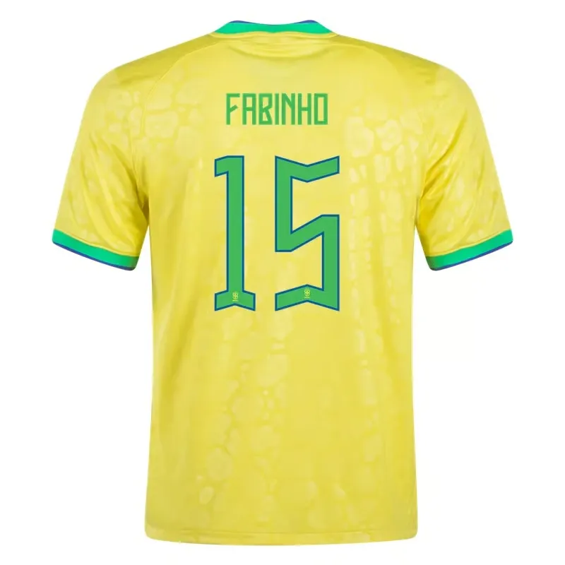 Fabinho #15 Brésil Maillot Domicile Coupe du Monde 2022