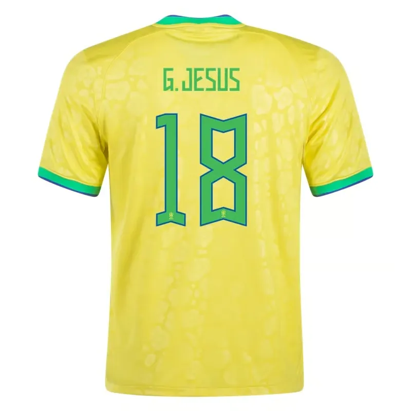 Gabriel Jesus #18 Maillot Domicile Brésil Coupe du Monde 2022