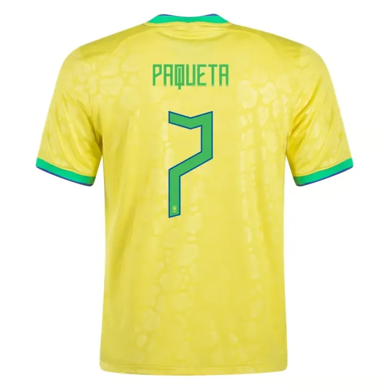 Lucas Paqueta #7 Brésil Maillot Domicile Coupe du Monde 2022