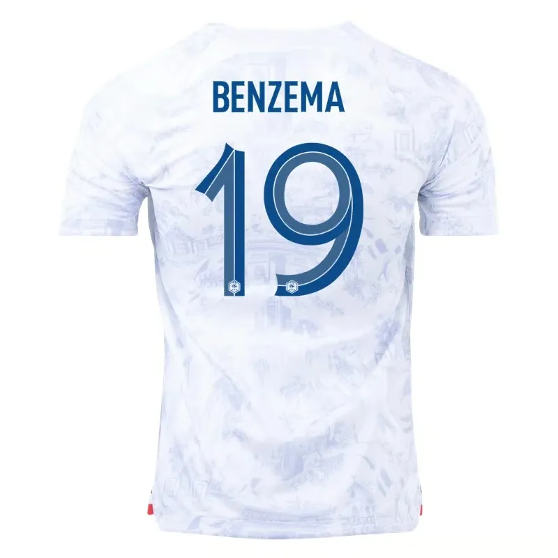 Karim Benzema #19 France Maillot Extérieur Coupe du Monde 2022