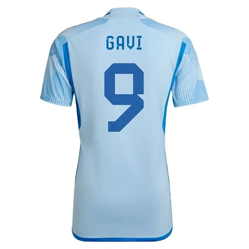 Gavi #9 Espagne Maillot Extérieur Coupe du Monde 2022