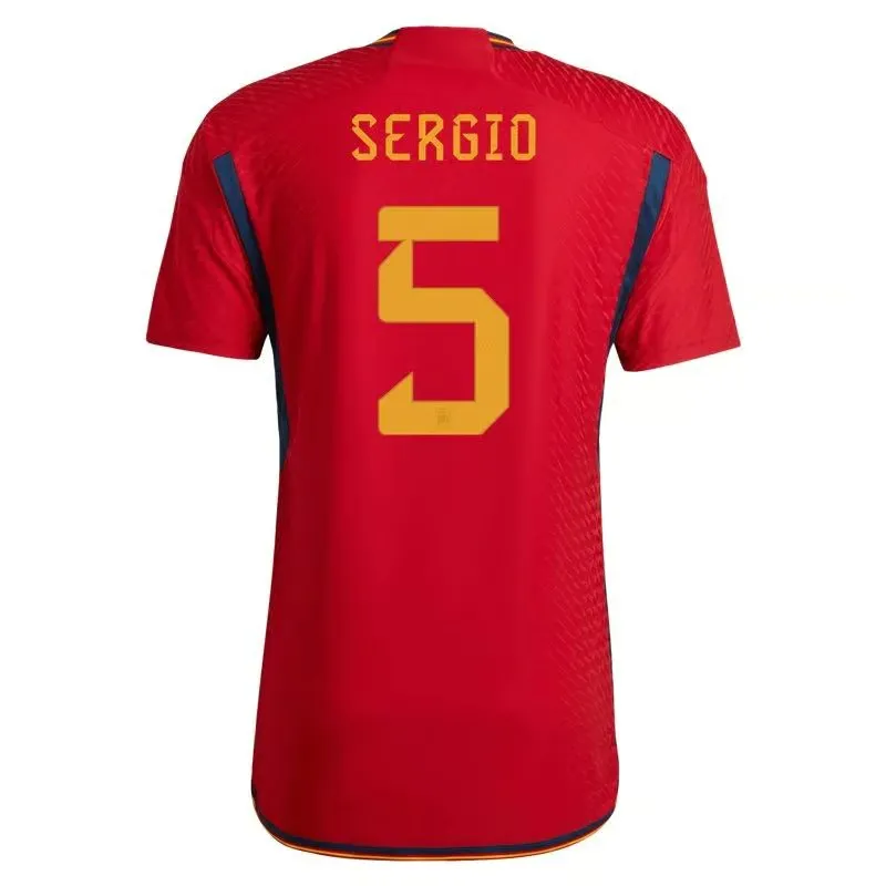 Sergio Busquets #5 Espagne Maillot Domicile Coupe du Monde 2022