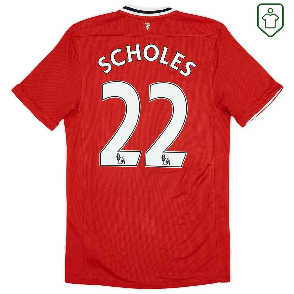 Maillot rétro domicile homme Manchester United 2011/12 Scholes #22