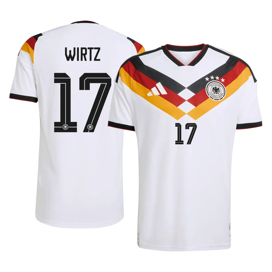 Maillot domicile de l'Allemagne WIRTZ n° 17, version joueur, Coupe du Monde 2026